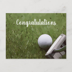 Golfbal en putter Congratulatie Briefkaart