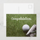 Golfbal en putter gefeliciteerd briefkaart (Voorkant / Achterkant)