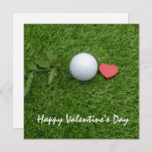 Golfbal en rood hart met liefde Valentijnsdag Feestdagenkaart (Voorkant / Achterkant)