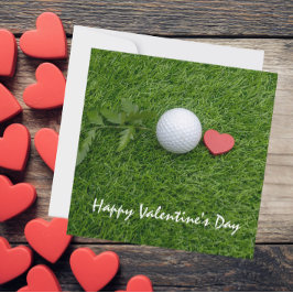 Golfbal en rood hart met liefde Valentijnsdag Feestdagenkaart