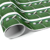 Golfbal en rotter op groen gras cadeaupapier (Rol Hoek)