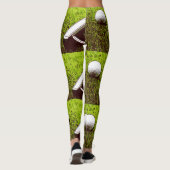 Golfbal en rotter op groen gras leggings (Achterkant)