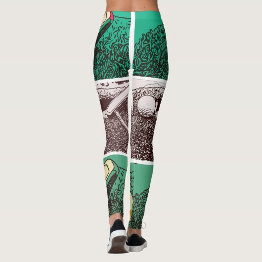 Golfbal en rotter op groen leggings (Achterkant)