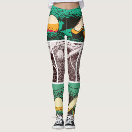 Golfbal en rotter op groen leggings