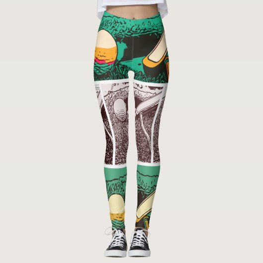 Golfbal en rotter op groen leggings (Voorkant)