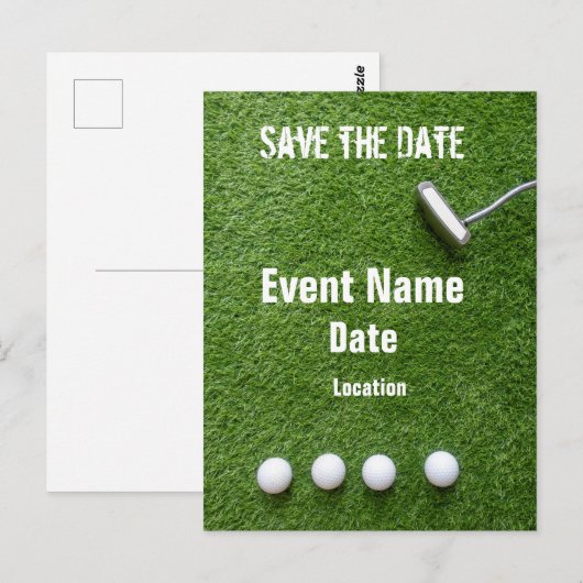 Golfbal en rotter op groen, met uitzondering van d briefkaart (Voorkant / Achterkant)