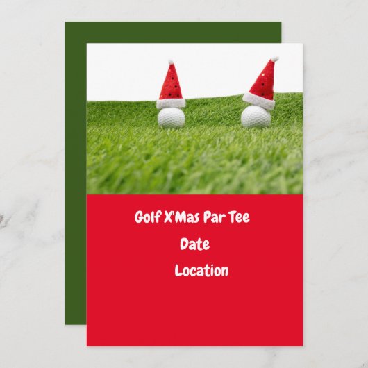 Golfbal en Santa Hat voor kerstfeestdag Golf Kaart (Voorkant / Achterkant)