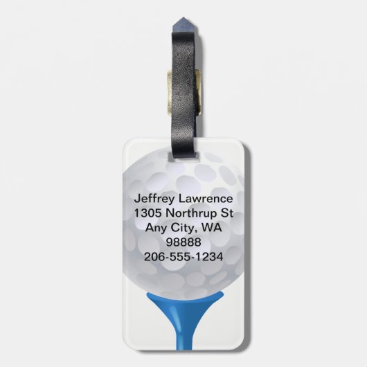 Golfbal en T-shirt Design Bagagelabels (Achterkant verticaal)