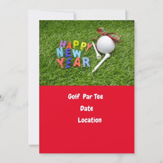 Golfbal en t-shirt Happy Nieuwjaar Par t-shirt gol Kaart (Voorkant)