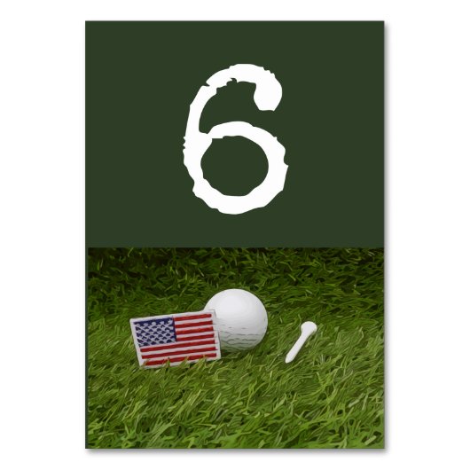 Golfbal en t-shirt met Amerikaanse vlag op groen Kaart (Voorkant)