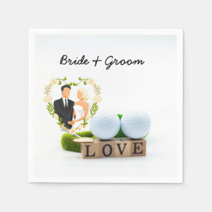 Golfbal en T-shirt met een LOVE Golfer Wedding Servet