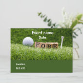 Golfbal en t-shirt met T-shirt-uitnodiging voor bi Kaart (Staand voorkant)