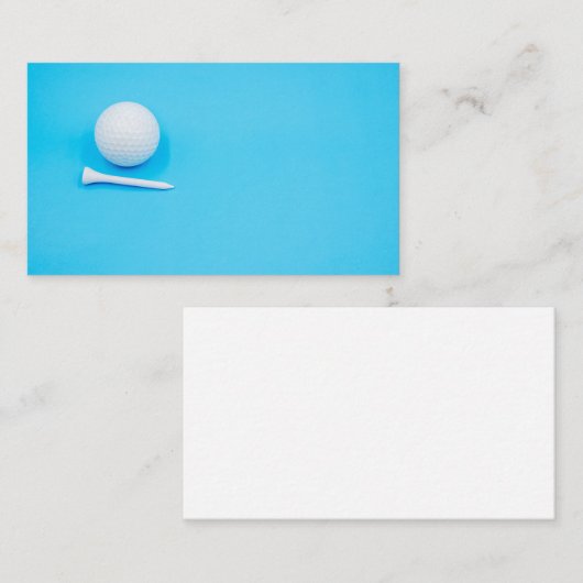 Golfbal en t-shirt op blauwe achtergrond visitekaartje (Voorkant / Achterkant)