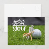 Golfbal en t-shirt op groen gras... bedankt jullie briefkaart (Voorkant / Achterkant)