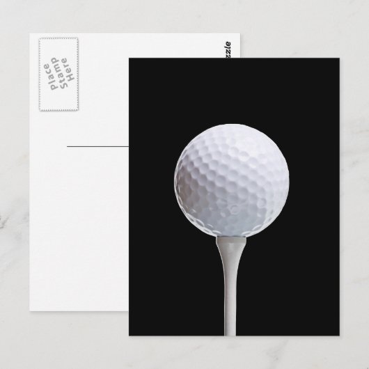 Golfbal en T-shirt op zwart - Gepersonaliseerd Briefkaart (Voorkant / Achterkant)
