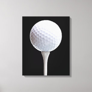 Golfbal en T-shirt op zwart - Gepersonaliseerd Sja Canvas Afdruk