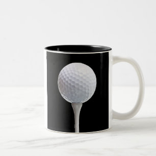 Golfbal en T-shirt op zwart - Gepersonaliseerd Sja Tweekleurige Koffiemok