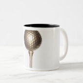 Golfbal en t-shirt tweekleurige koffiemok (Voorkant rechts)