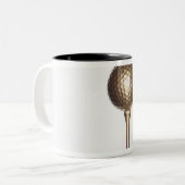 Golfbal en t-shirt tweekleurige koffiemok (Voorkant links)