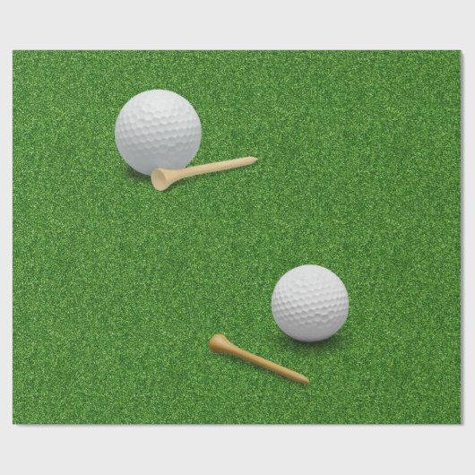Golfbal en tee op groene gras achtergrond cadeaupapier (Vlak)