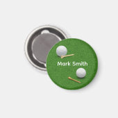 Golfbal en Tee op Groene Gras Knop Magneet (Voorkant / Achterkant)