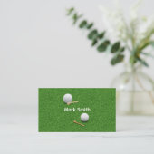 Golfbal en Tee op Groene Gras Visitekaartje (Staand voorkant)