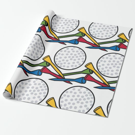 Golfbal en Tee's Cadeaupapier (Uitgerold)