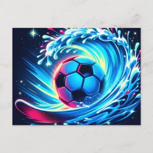 Golfbal Futuristische Oceaan Voetbal Surf Aankondigingskaart