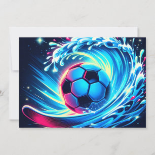 Golfbal Futuristische Oceaan Voetbal Surf Feestdagenkaart