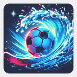 Golfbal Futuristische Oceaan Voetbal Surf Vierkante Sticker