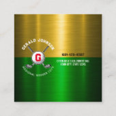 Golfbal Gecentreerd Monogram Ontwerp Vierkante Visitekaartje (Achterkant)