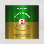 Golfbal Gecentreerd Monogram Ontwerp Vierkante Visitekaartje (Achterkant)