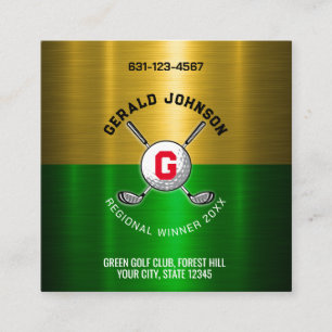 Golfbal Gecentreerd Monogram Ontwerp Vierkante Visitekaartje