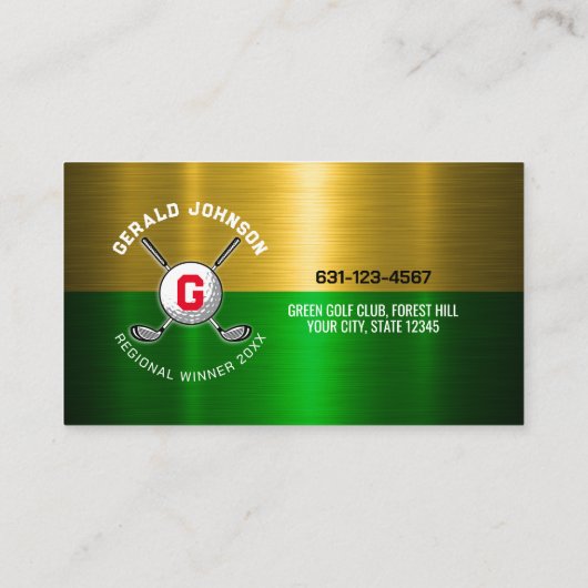 Golfbal Gecentreerd Monogram Ontwerp Visitekaartje (Achterkant)