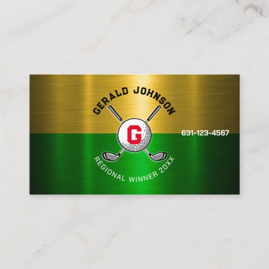 Golfbal Gecentreerd Monogram Ontwerp Visitekaartje (Voorkant)