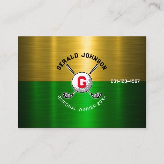 Golfbal Gecentreerd Monogram Ontwerp Visitekaartje (Voorkant)