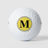 Golfbal Geel Aangepaste Monogram Initiaal Rope Edg Golfballen (Voorkant)