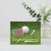 Golfbal Gefeliciteerd met de vlag van Amerika Briefkaart (Staand voorkant)