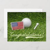 Golfbal Gefeliciteerd met de vlag van Amerika Briefkaart (Voorkant / Achterkant)