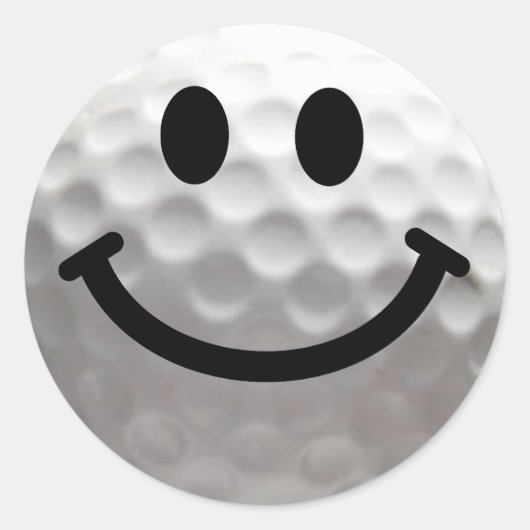 Golfbal Gelukkig Gezicht Ronde Sticker (Voorkant)