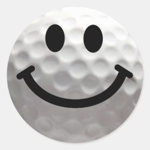 Golfbal Gelukkig Gezicht Ronde Sticker
