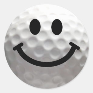 Golfbal Gelukkig Gezicht Ronde Sticker