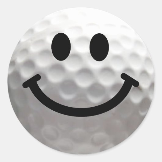 Golfbal Gelukkig Gezicht Ronde Sticker (Voorkant)
