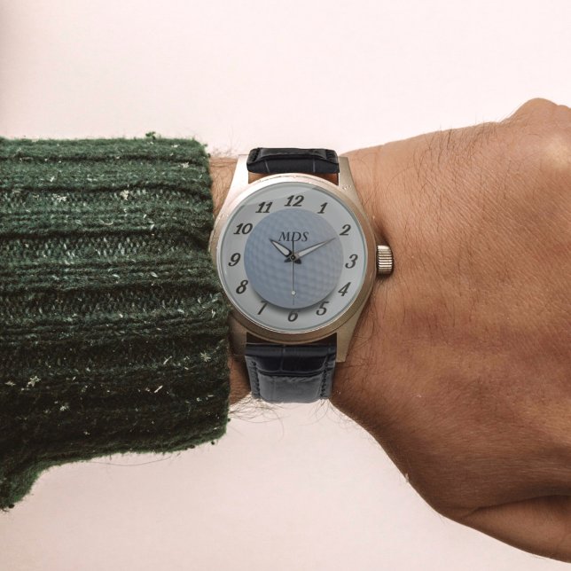 Golfbal Gepersonaliseerde Monogram Horloge (Creator heeft geüpload)