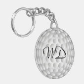 Golfbal gepersonaliseerde monogram sleutelhanger (Voorkant Links)