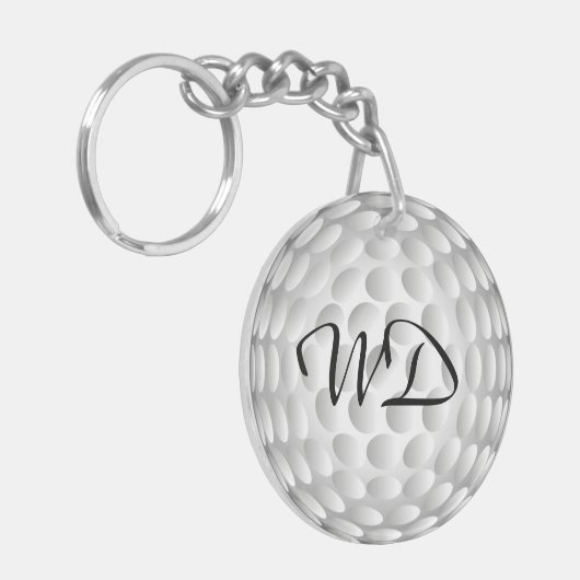 Golfbal gepersonaliseerde monogram sleutelhanger (Voorkant Links)