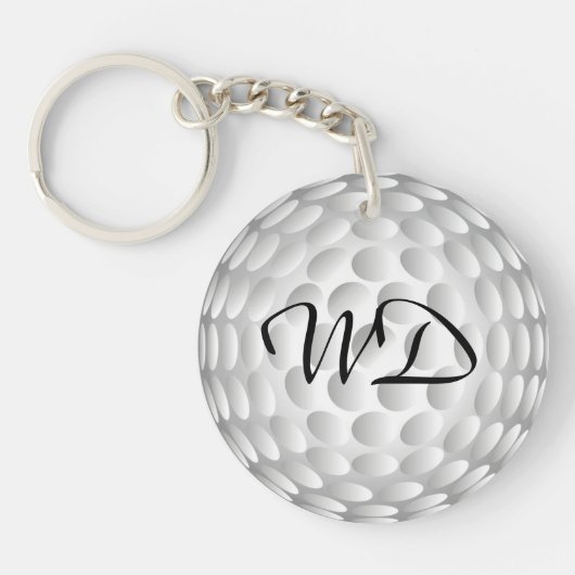 Golfbal gepersonaliseerde monogram sleutelhanger (Voorkant)