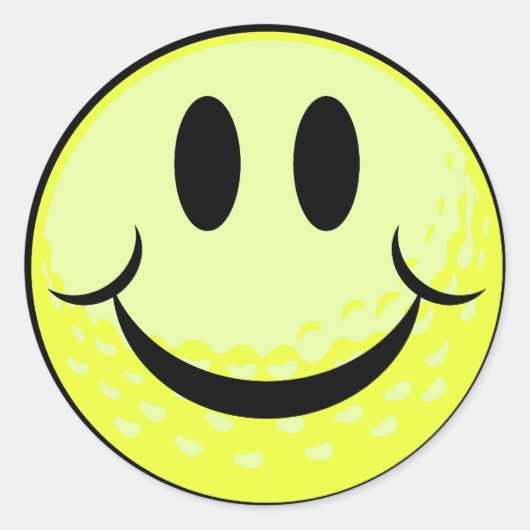 golfbal glimlach gezicht ronde sticker (Voorkant)
