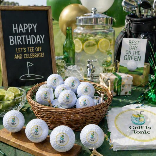 Golfbal | Golf is Tonic Citroen-Munt Glas Design Golfballen