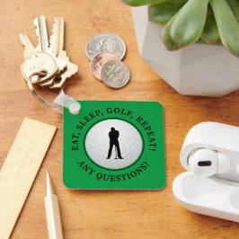 Golfbal Golfer Klassieke Silhouette Groen Zwart Sleutelhanger